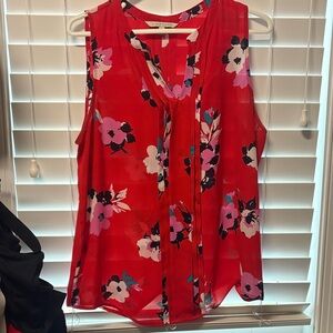 41 Hawthorn Red Floral Sleeveless Blouse